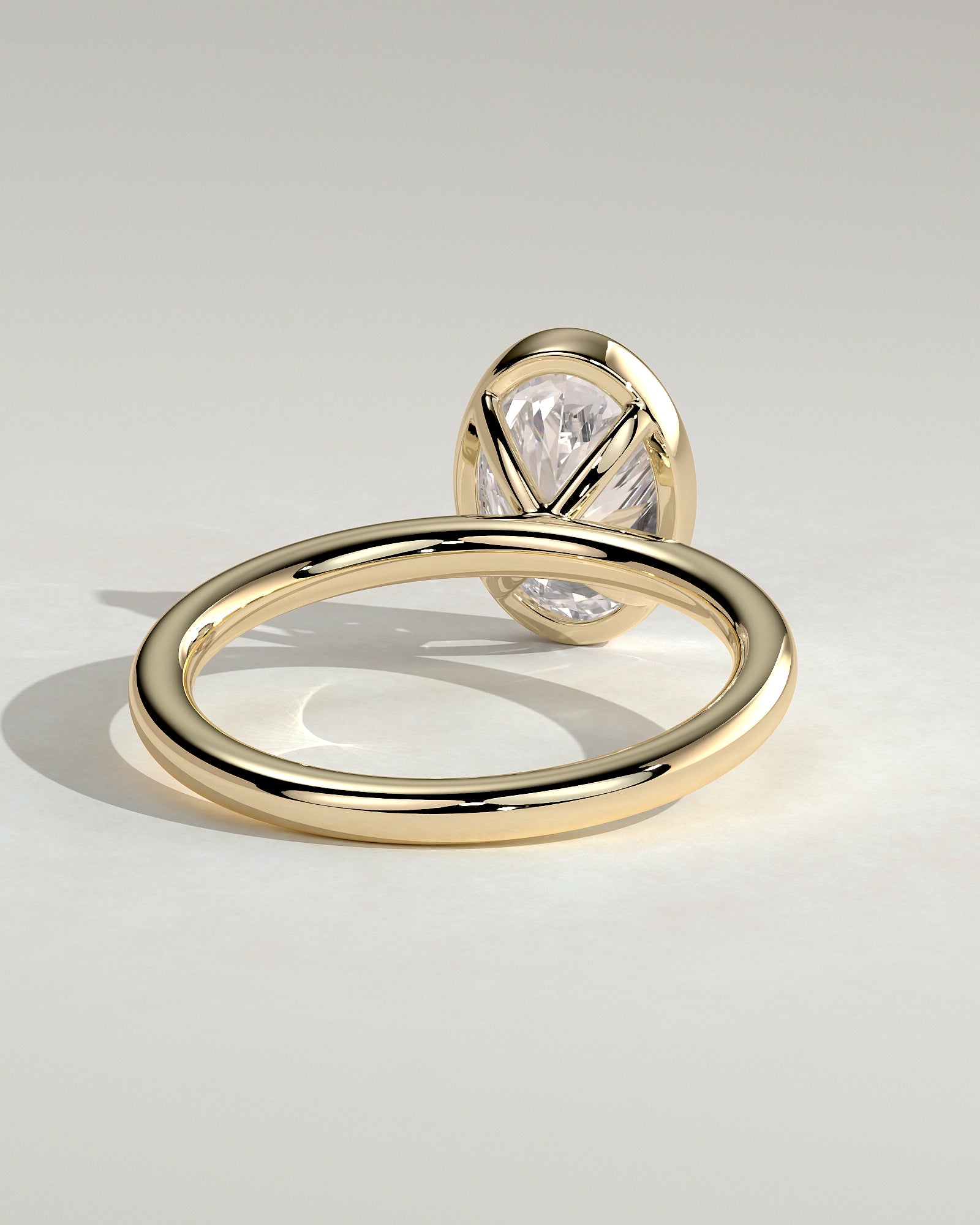 Oval Solitaire Bezel Lab Grown Diamond Engagement Ring