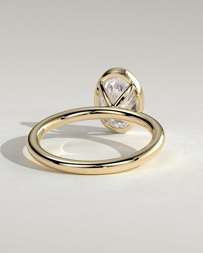 Oval Solitaire Bezel Lab Grown Diamond Engagement Ring