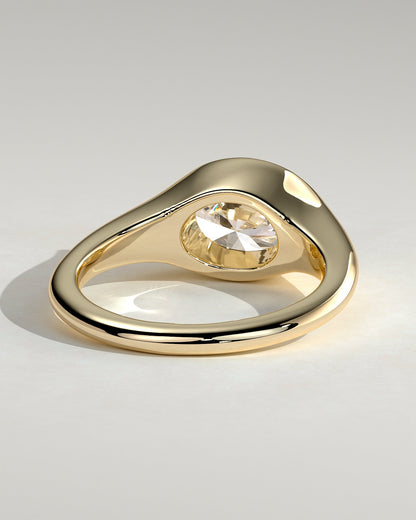 Oval Signet Solitaire Lab Grown Diamond Engagement Ring