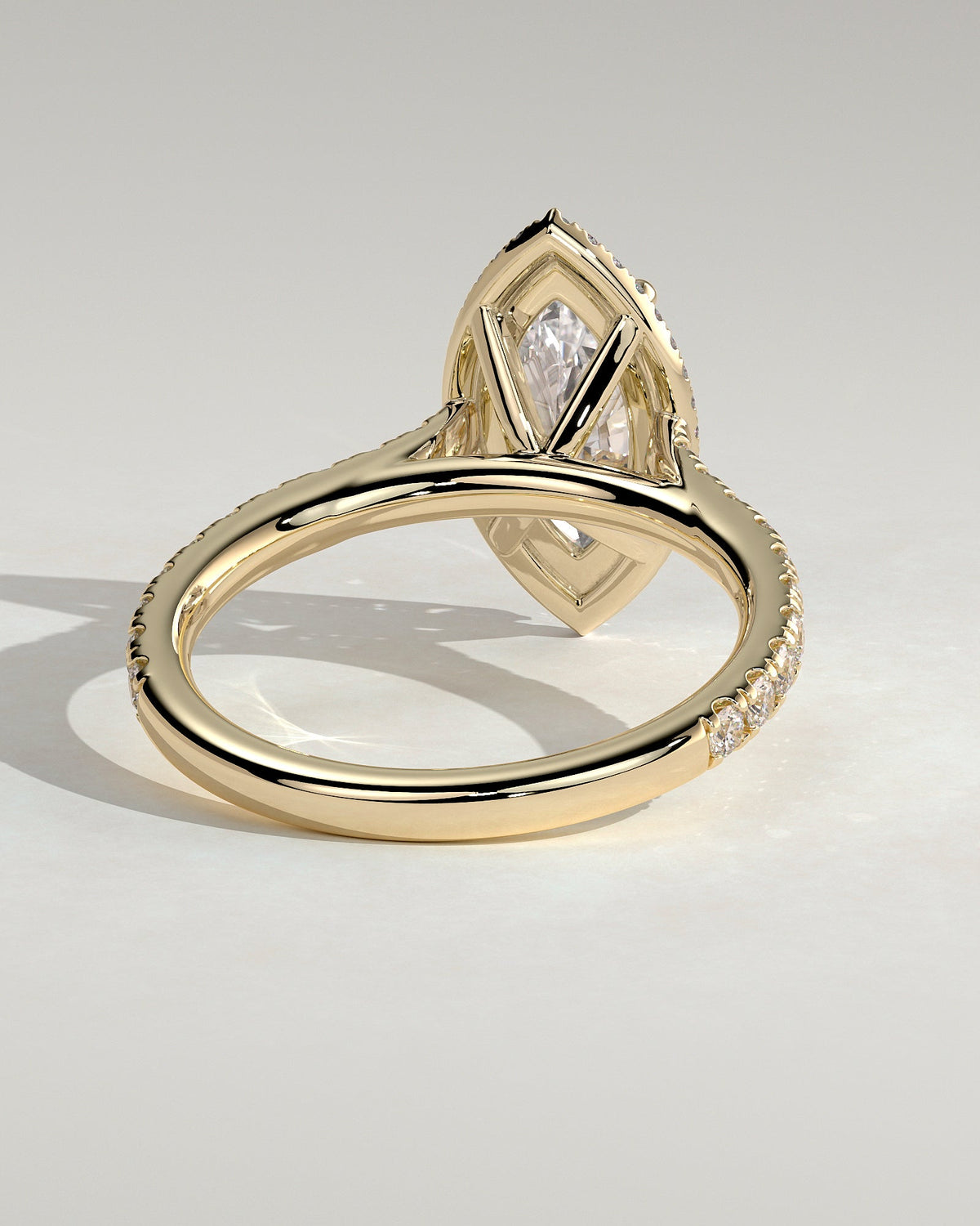 Marquise Halo and Pave Lab Grown Diamond Engagement Ring