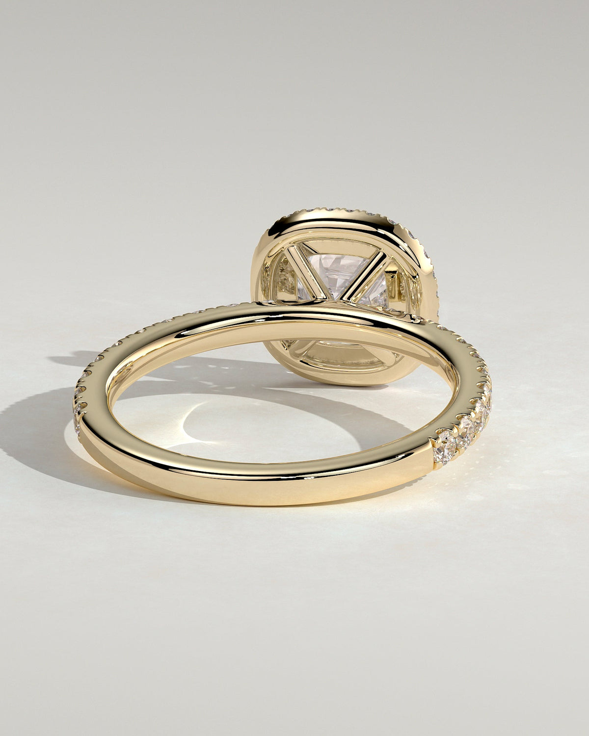 Cushion Halo and Pave Lab Grown Diamond Engagement Ring