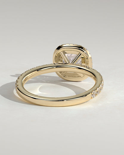 Cushion Halo and Pave Lab Grown Diamond Engagement Ring