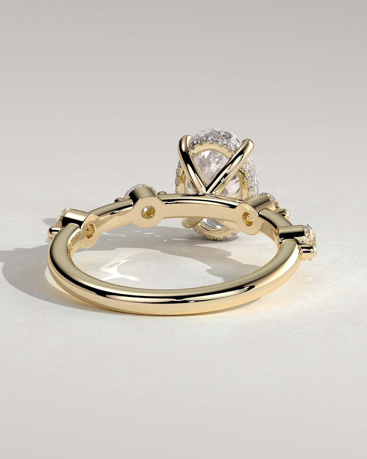 Oval Hidden Halo and Dainty Pave Lab Grown Diamond Engagement Ring