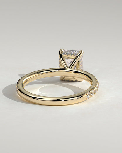 Emerald Hidden Halo and Pave Lab Grown Diamond Engagement Ring