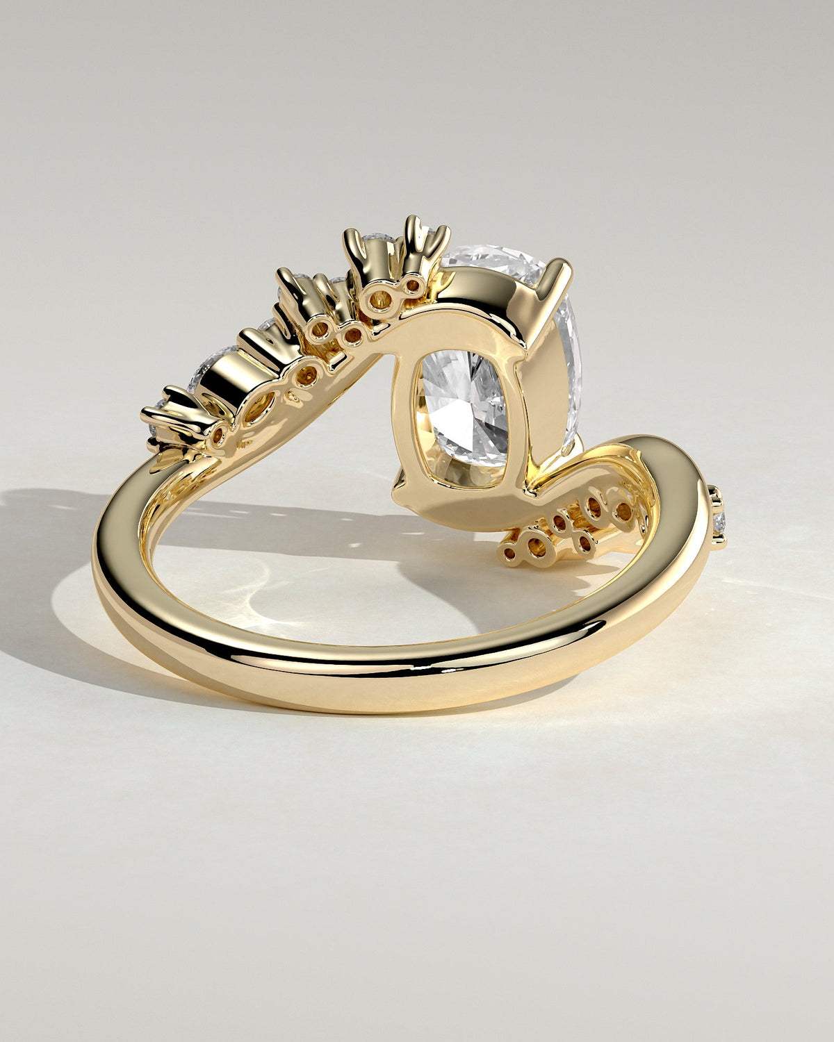 Elongated Cushion Swirl Cluster Lab Grown Diamond Engagement Ring