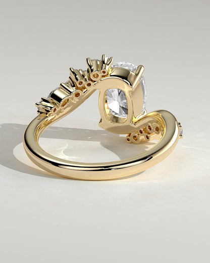Elongated Cushion Swirl Cluster Lab Grown Diamond Engagement Ring