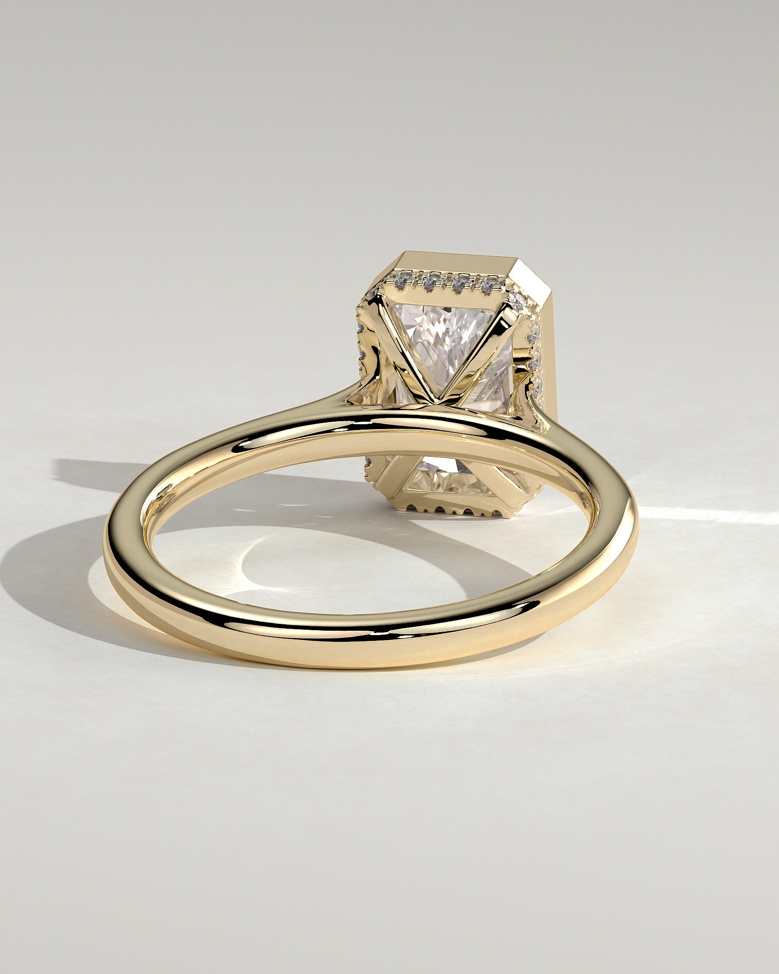 Radiant Hidden Halo and Bezel Lab Grown Diamond Engagement Ring