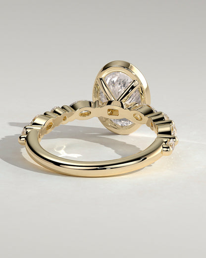 Oval Pave & Bezel Lab Grown Diamond Engagement Ring