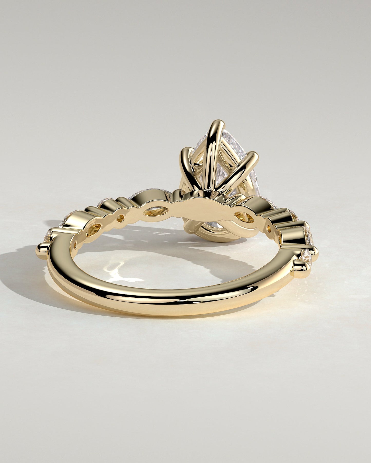 Pear Alternating Pave Lab Grown Diamond Engagement Ring