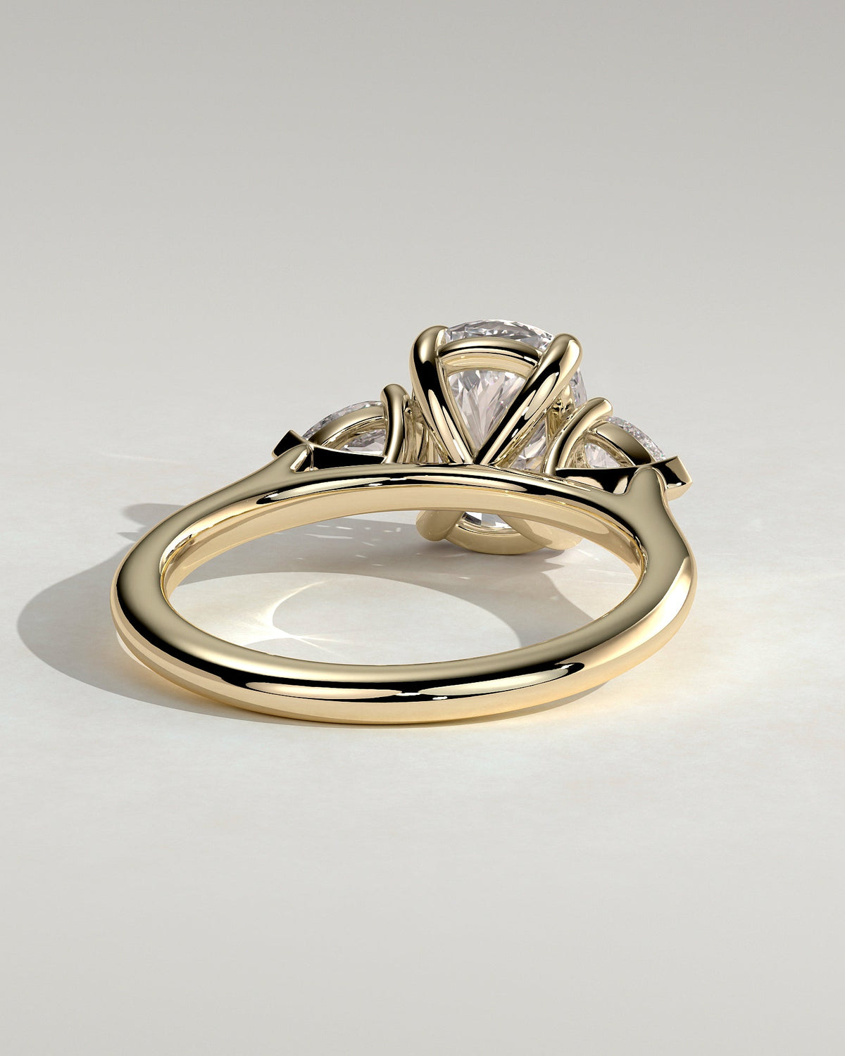 Elongated Cushion Three Stones Lab Grown Diamond Engagement Ring