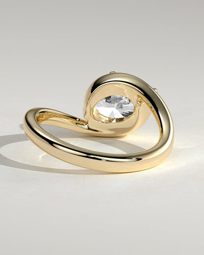 Oval Swirl Solitaire Lab Grown Diamond Engagement Ring