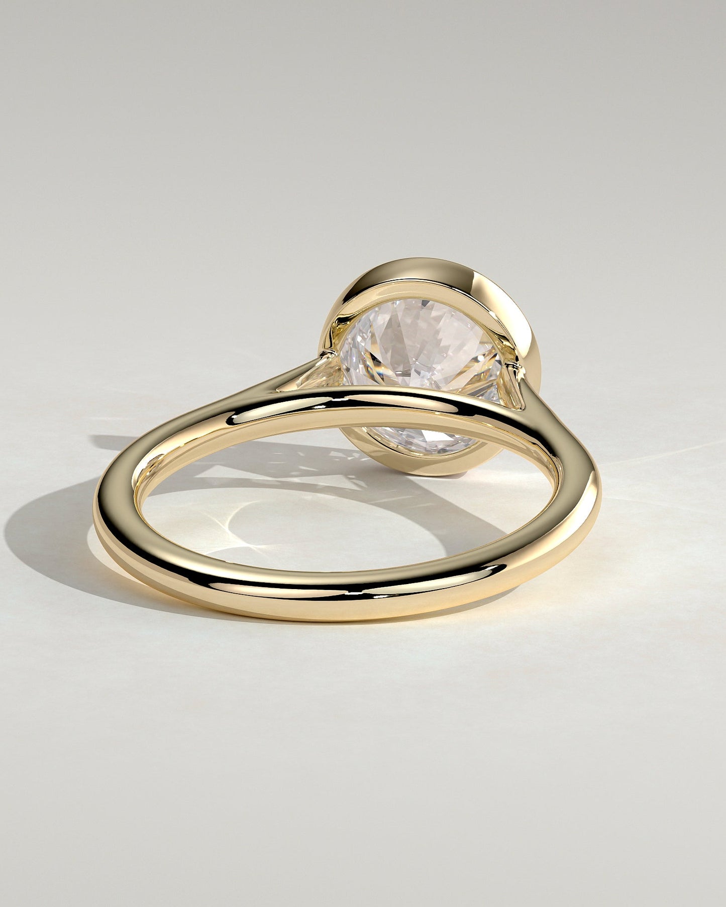 Round Bezel Solitaire Lab Grown Diamond Engagement Ring