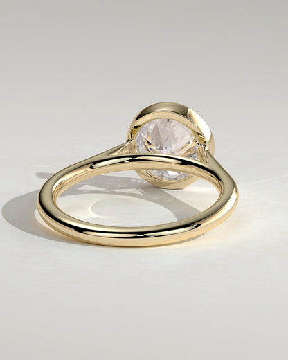 Round Bezel Solitaire Lab Grown Diamond Engagement Ring