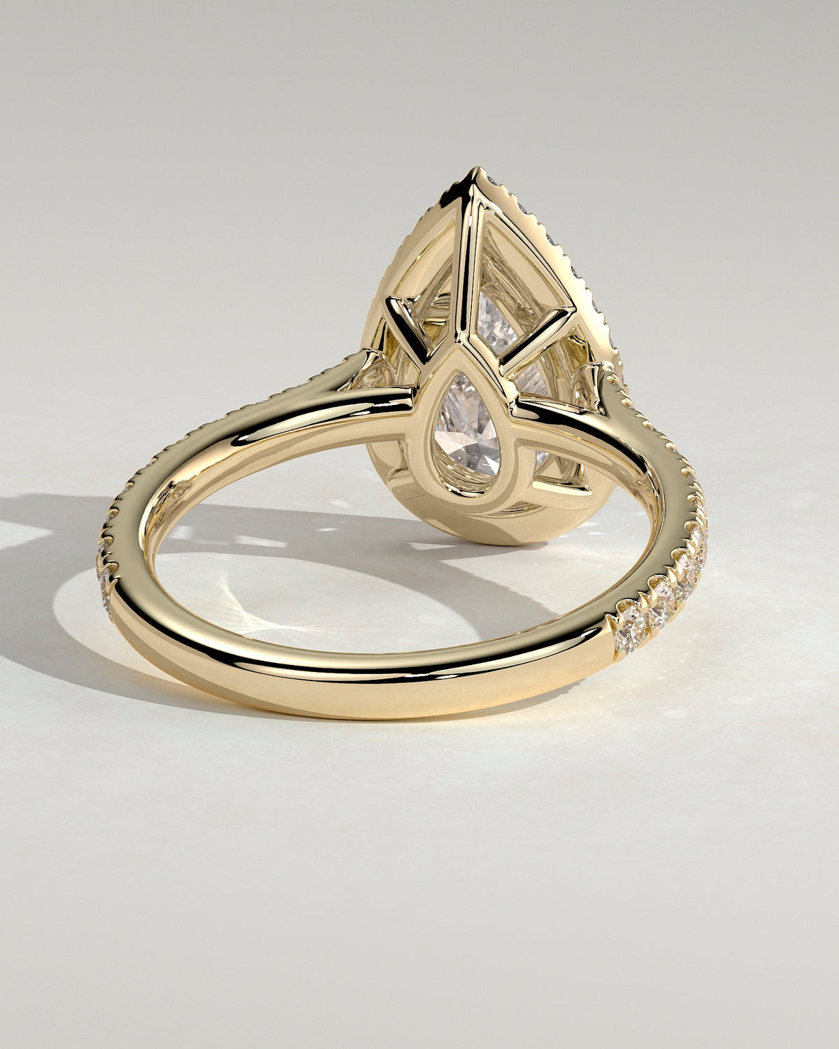 Pear Halo and Pave Lab Grown Diamond Engagement Ring