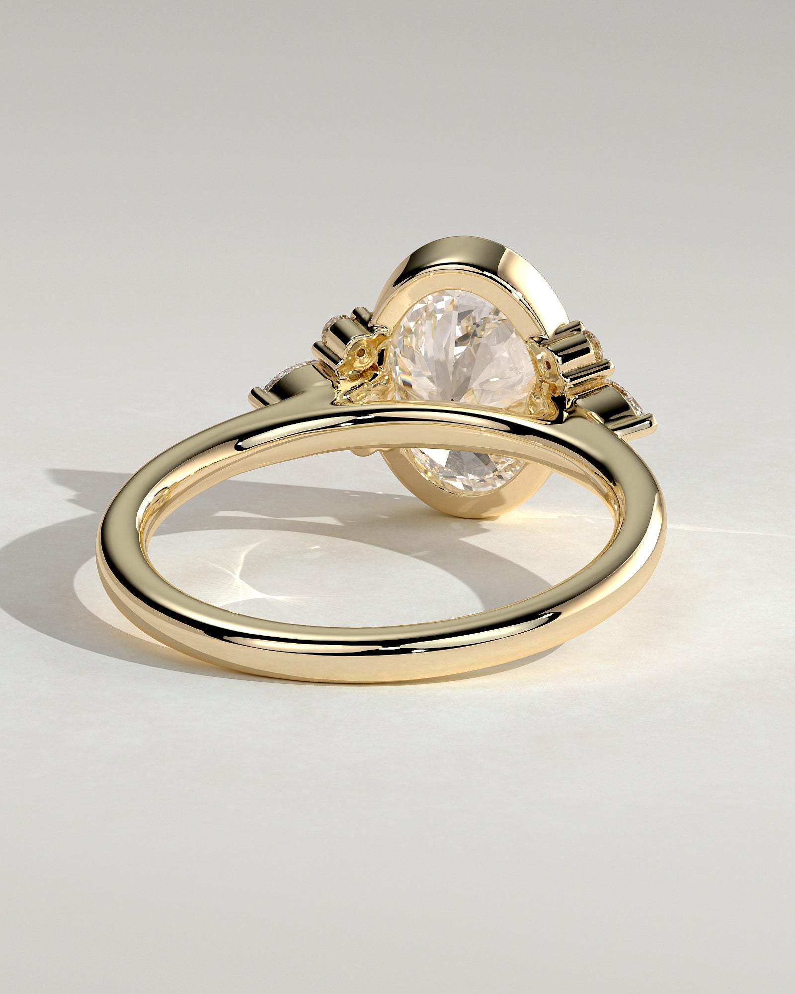 Oval Bezel Cluster Lab Grown Diamond Engagement Ring