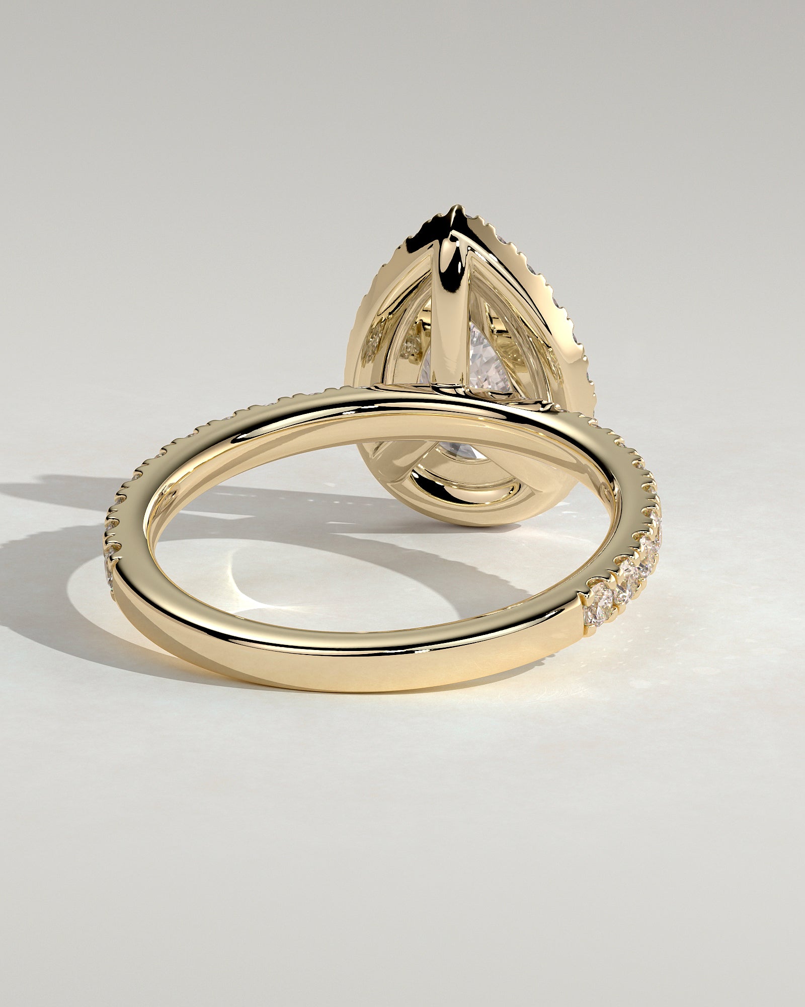 Pear Halo and Pave Lab Grown Diamond Engagement Ring