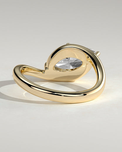 Marquise Swirl Solitaire Lab Grown Diamond Engagement Ring