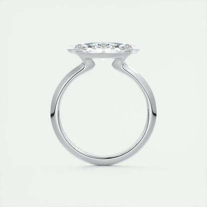 1.98 CT Marquise Half Bezel Solitaire Moissanite Engagement Ring 8