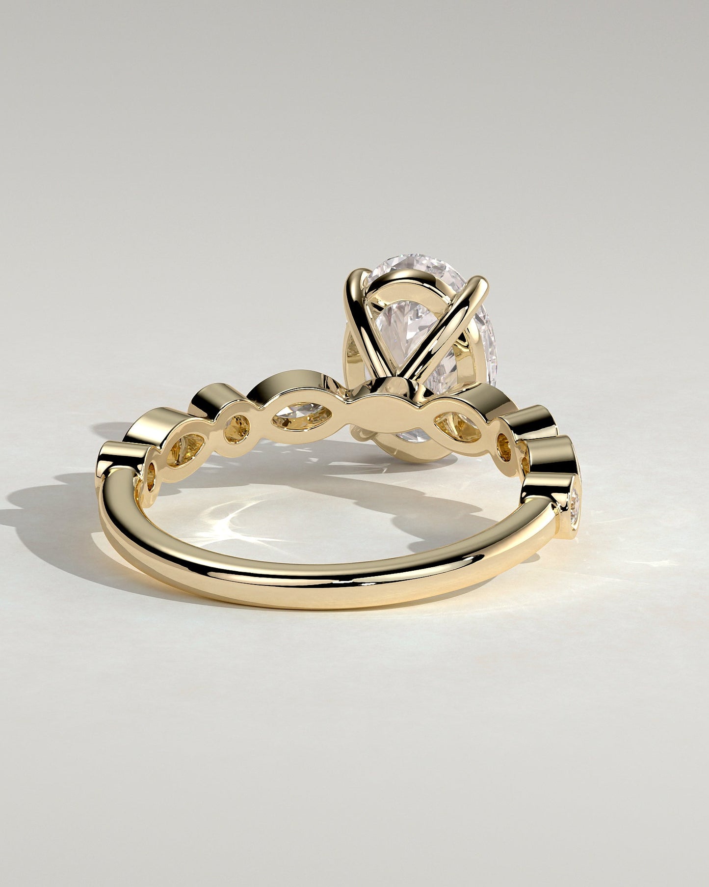 Oval Alternating Pave Lab Grown Diamond Engagement Ring