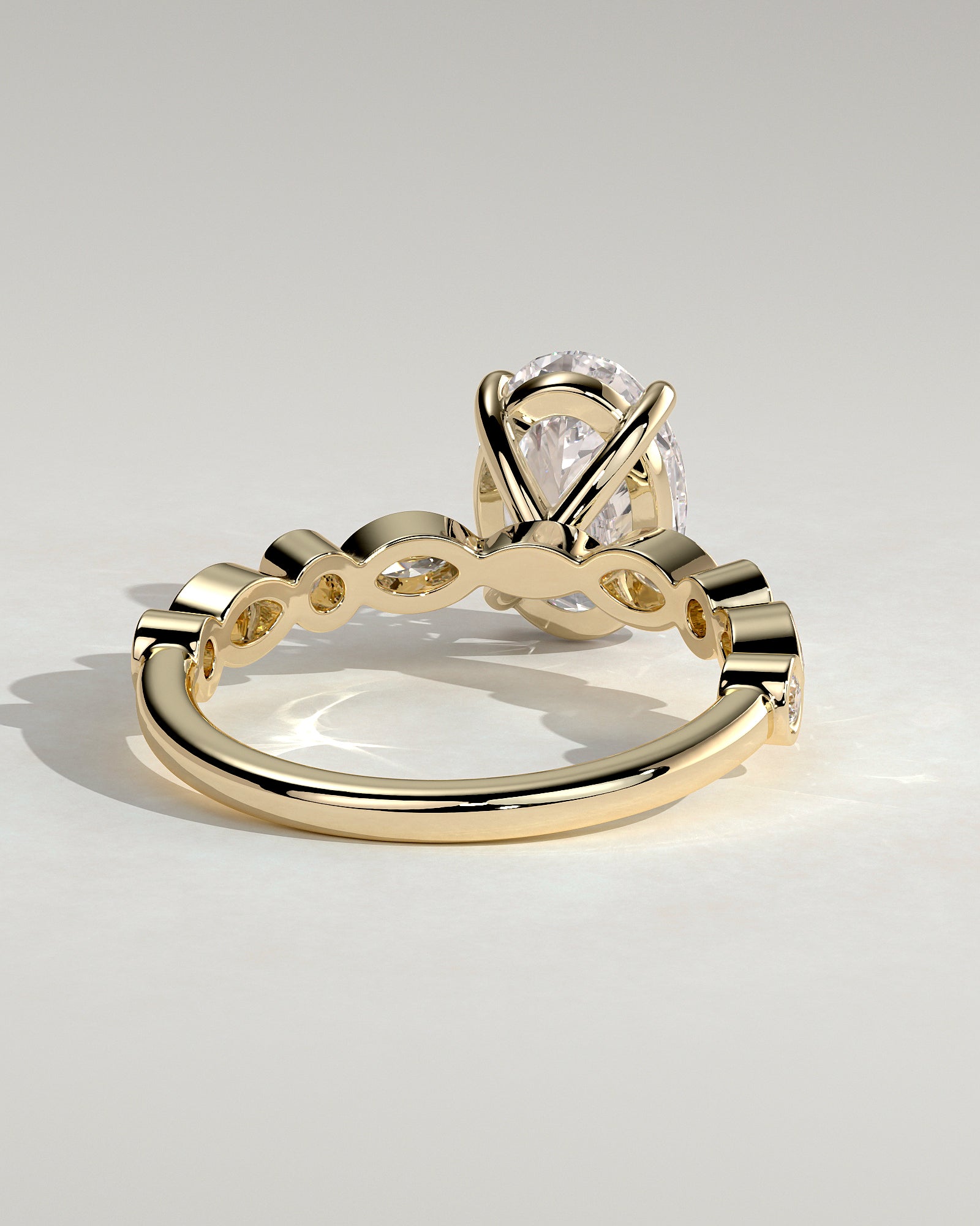 Oval Alternating Pave Lab Grown Diamond Engagement Ring