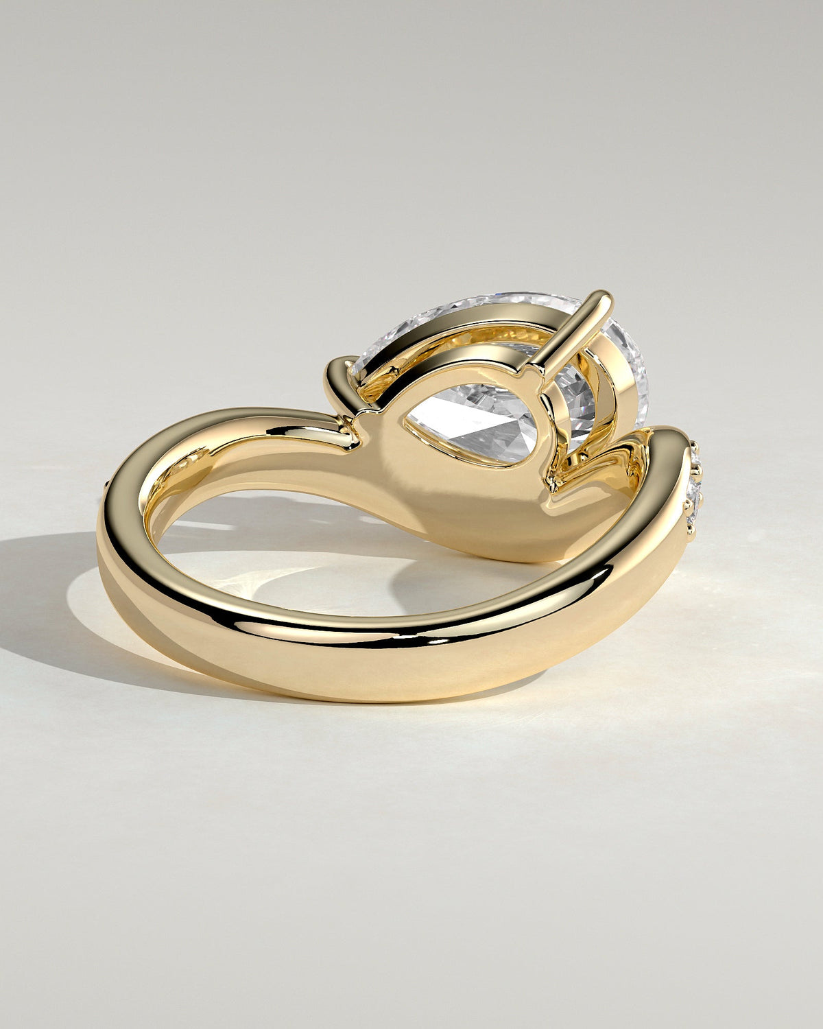 Pear Swirl East West Pave Lab Grown Diamond Engagement Ring