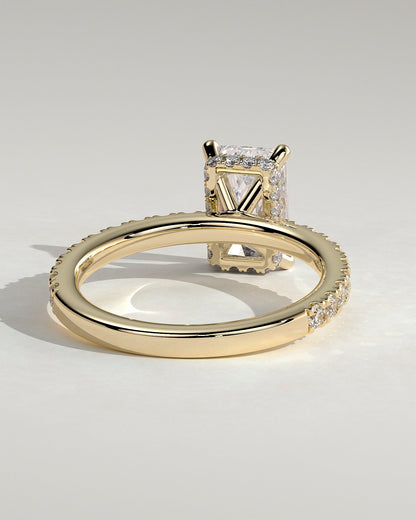 Radiant Hidden Halo and Pave Lab Grown Diamond Engagement Ring