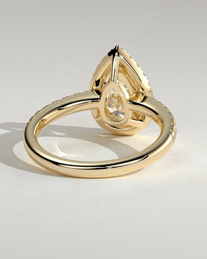 Pear Halo and Pave Lab Grown Diamond Engagement Ring