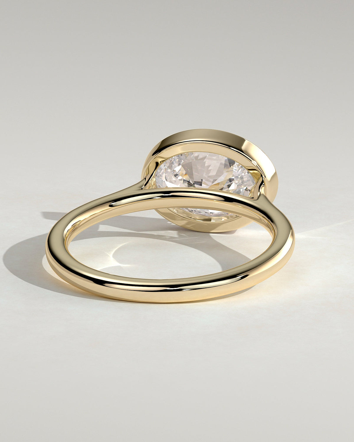 Oval Bezel East West Solitaire Lab Grown Diamond Engagement Ring