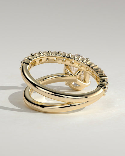 Oval Double Swirl Pave Shank Lab Grown Diamond Engagement Ring