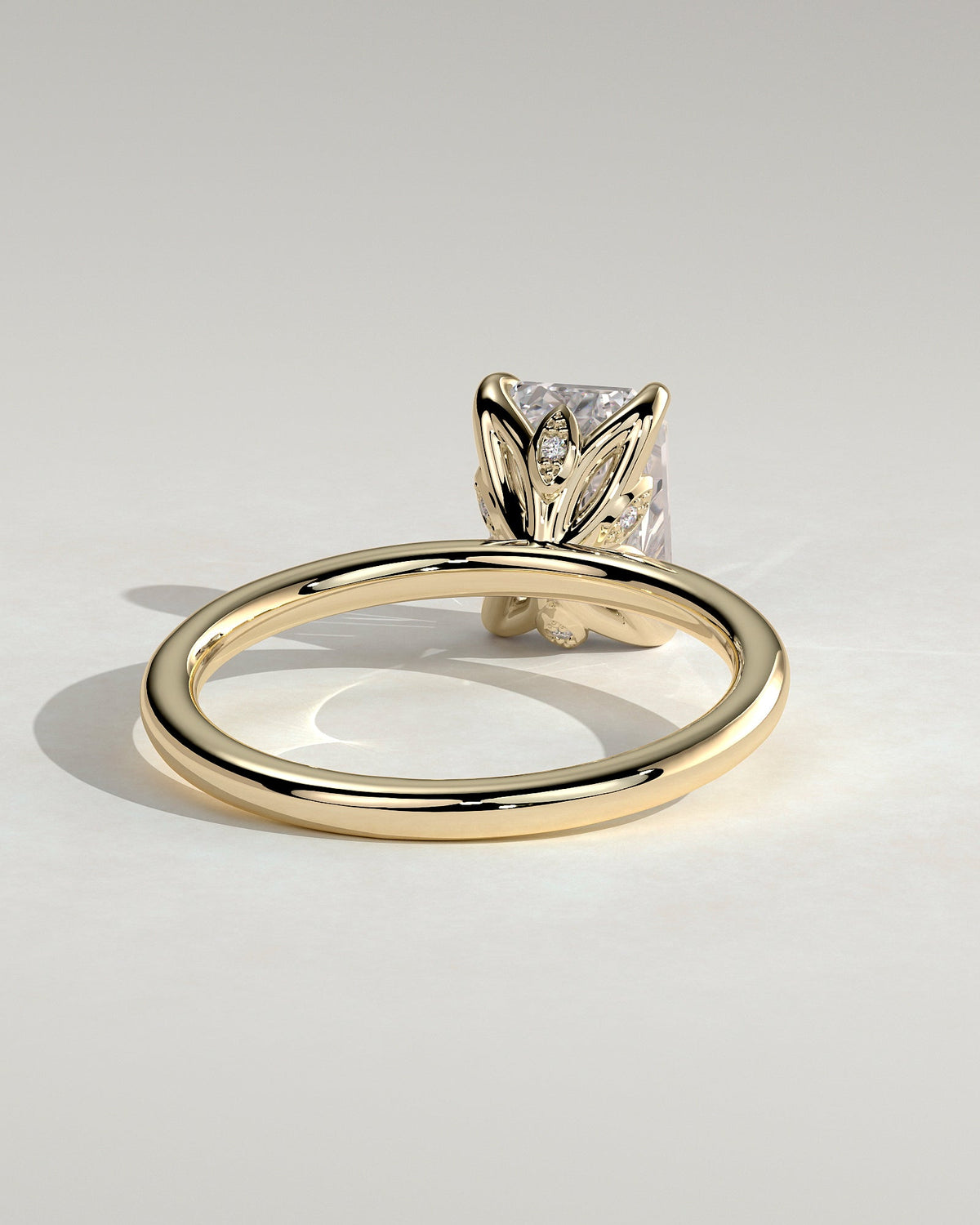 Emerald Solitaire With Tulip Prongs Lab Grown Diamond Engagement Ring