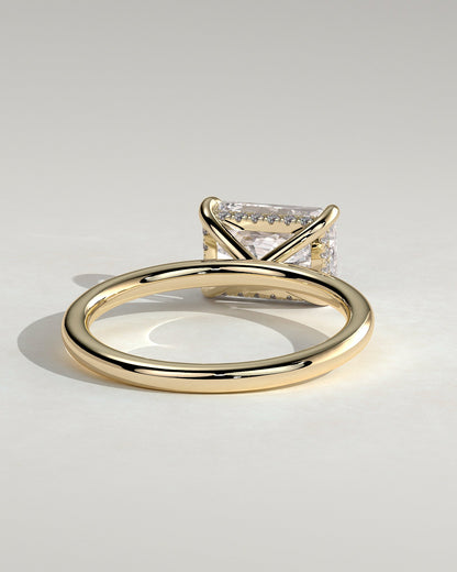 Radiant Hidden Halo and East West Lab Grown Diamond Engagement Ring