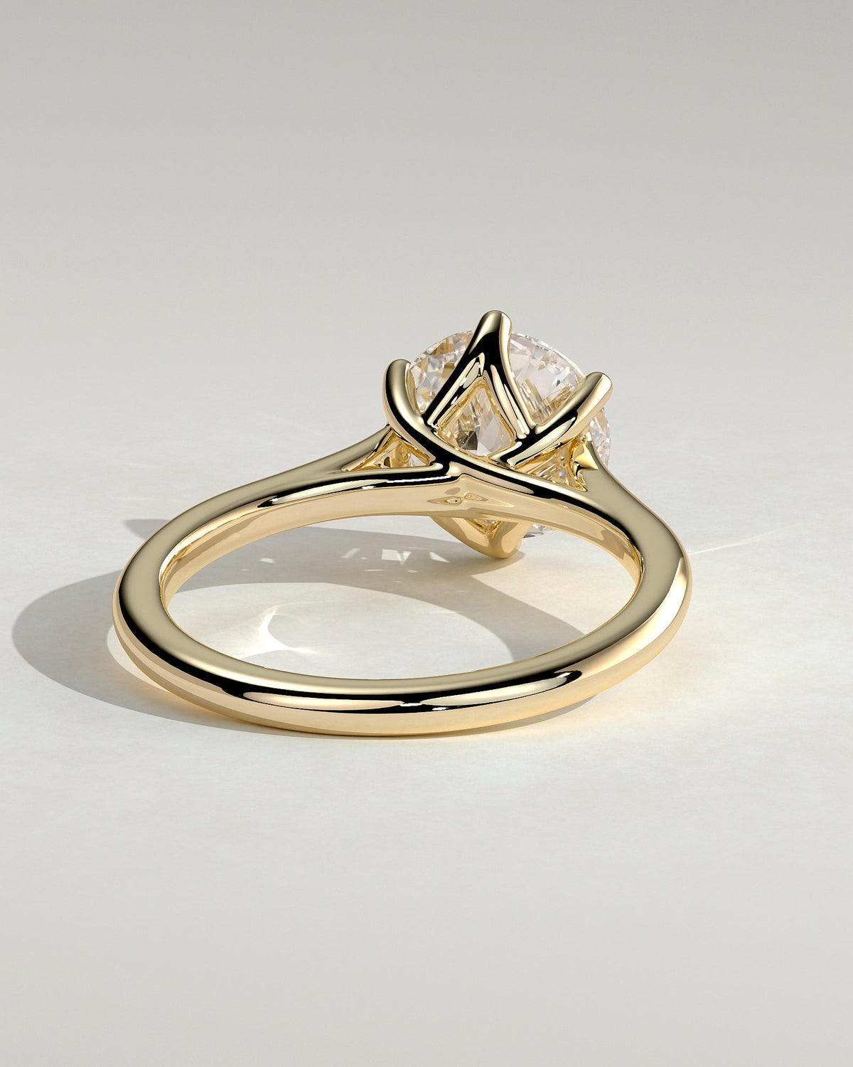 Round Cathedral Solitaire Lab Grown Diamond Engagement Ring