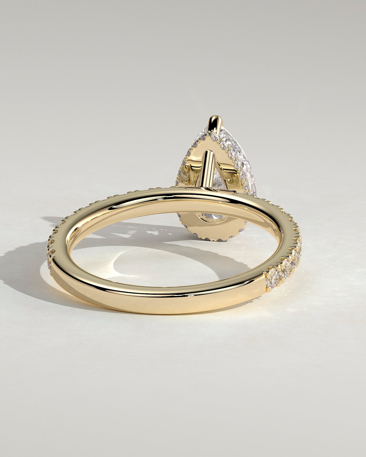 Pear Hidden Halo and Pave Lab Grown Diamond Engagement Ring
