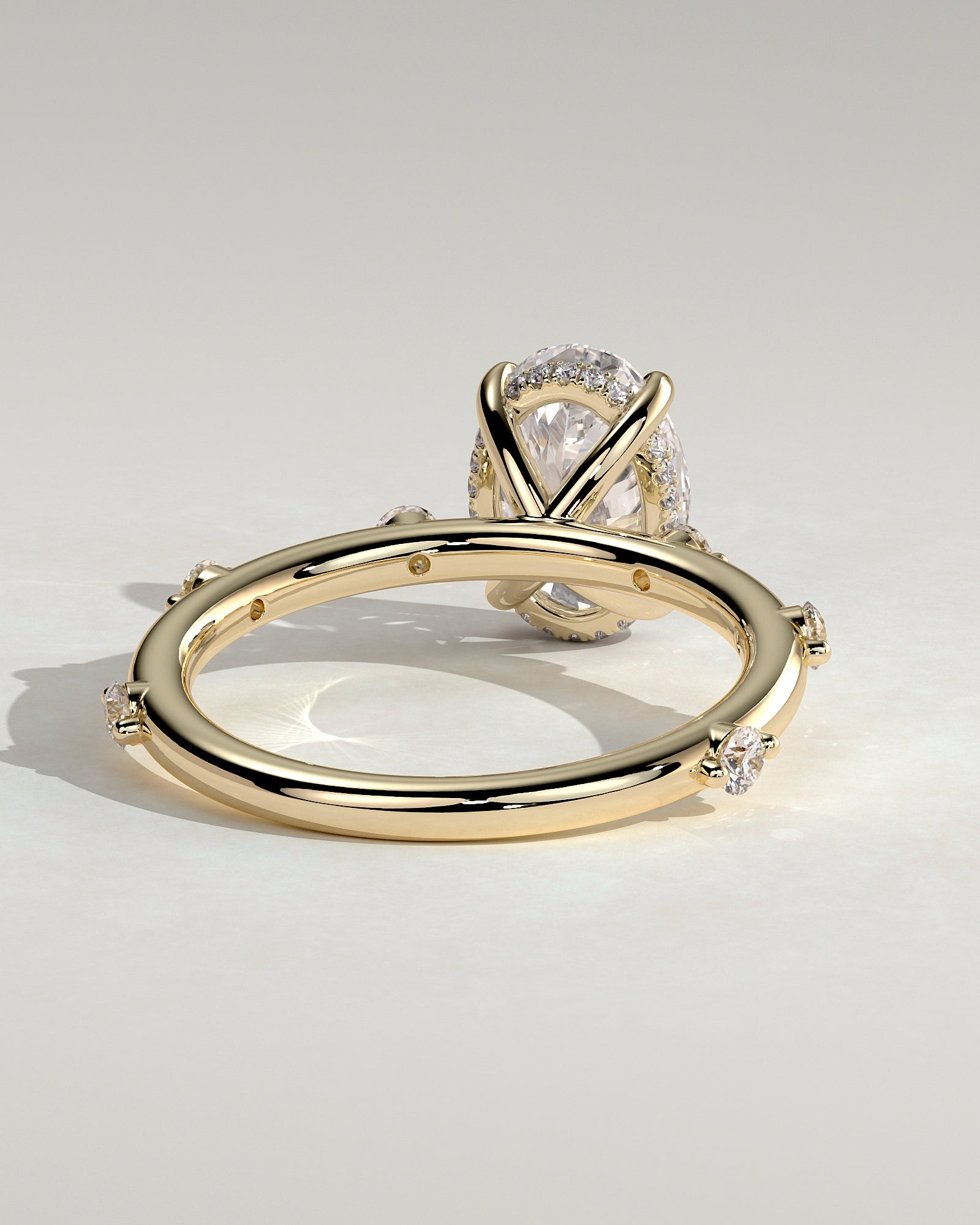 Oval Dainty Pave & Hidden Halo Lab Grown Diamond Engagement Ring