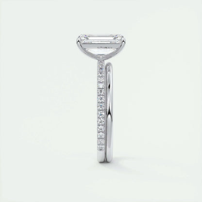 1.91 CT Emerald Cut Solitaire Pave Moissanite Engagement Ring 5