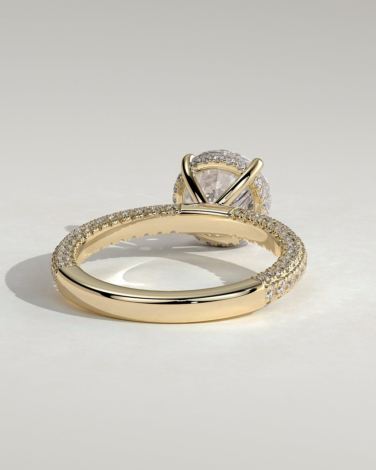 Round Hidden Halo and Triple Pave Lab Grown Diamond Engagement Ring