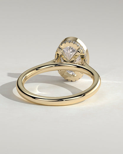 Oval Bezel & Hidden Halo Lab Grown Diamond Engagement Ring