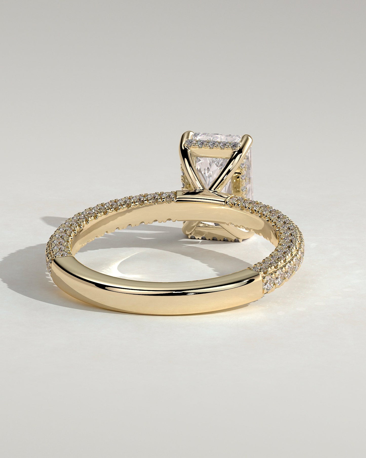 Radiant Hidden Halo and Pave Lab Grown Diamond Engagement Ring