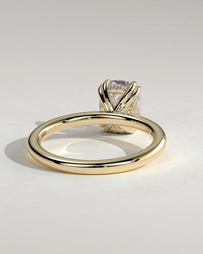 Elongated Cushion Hidden Halo Lab Grown Diamond Engagement Ring
