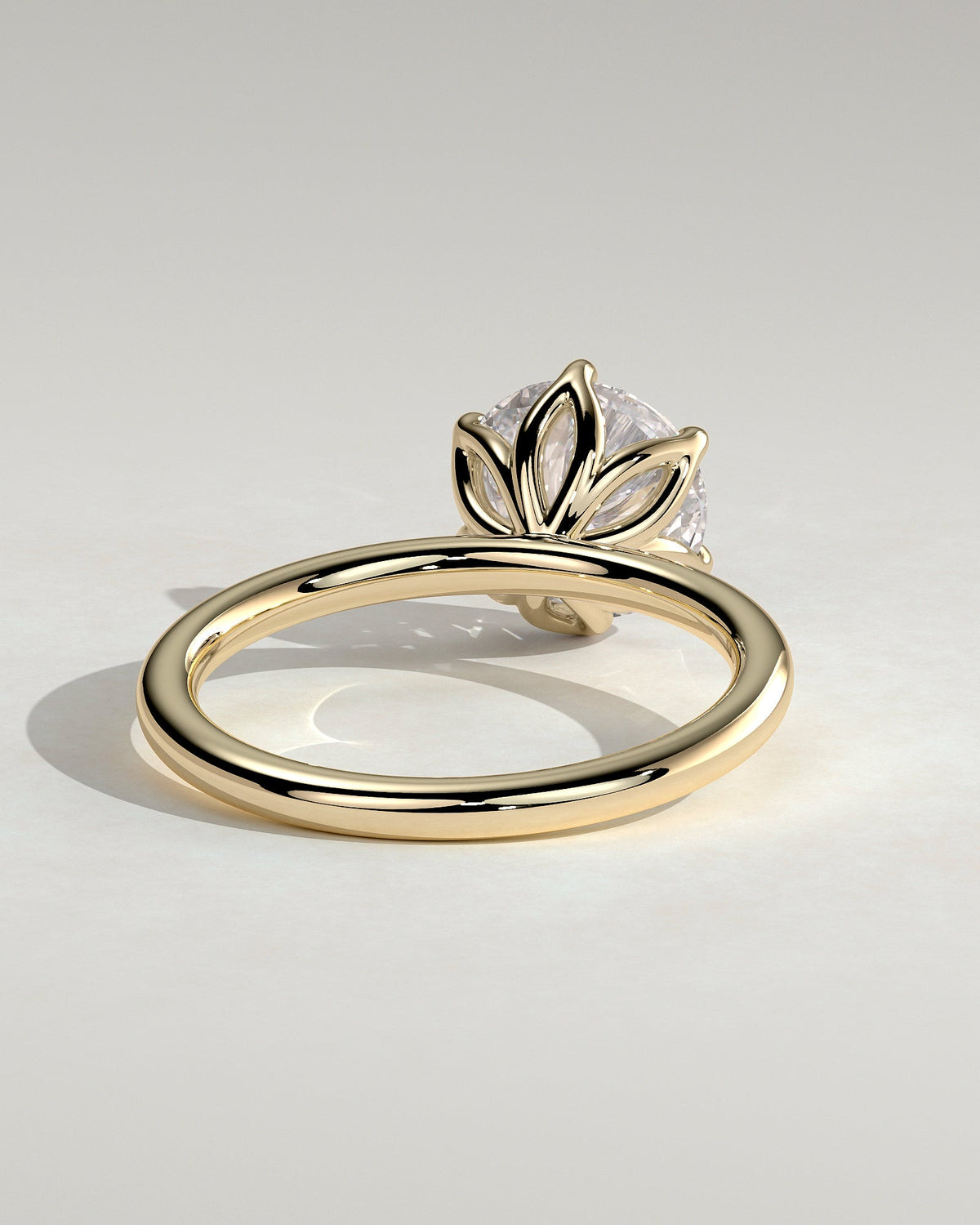 Round Claw Prong Solitaire With Petal Gallery Lab Grown Diamond Engagement Ring