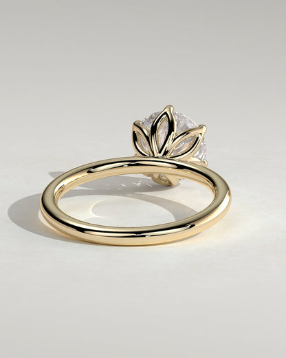 Round Claw Prong Solitaire With Petal Gallery Lab Grown Diamond Engagement Ring