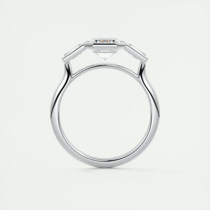 2.30 CT Emerald Cut Bezel 3 Stone Moissanite Engagement Ring 7