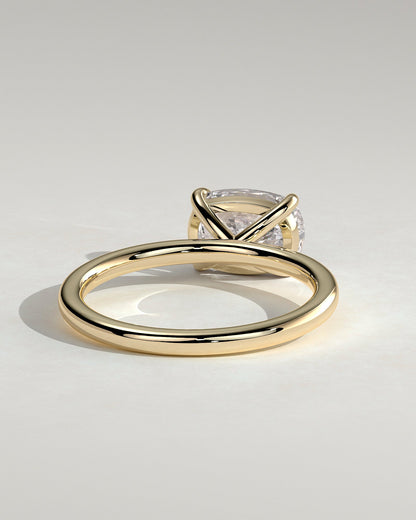 Elongated Cushion East West Solitaire Lab Grown Diamond Engagement Ring
