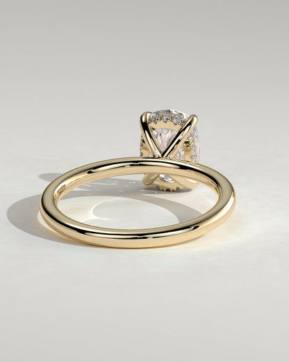 Elongated Cushion Hidden Halo Lab Grown Diamond Engagement Ring