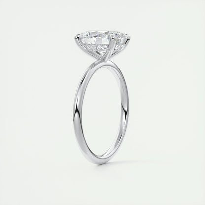 1.91 CT Oval Solitaire Hidden Halo Moissanite Engagement Ring 7