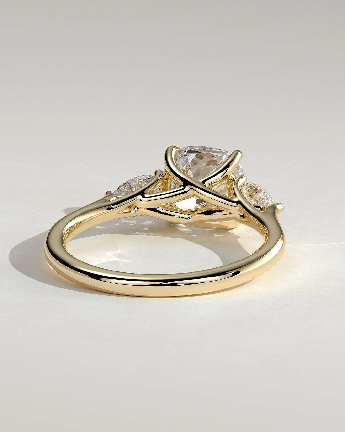 Cushion Three Stones Lab Grown Diamond Engagement Ring