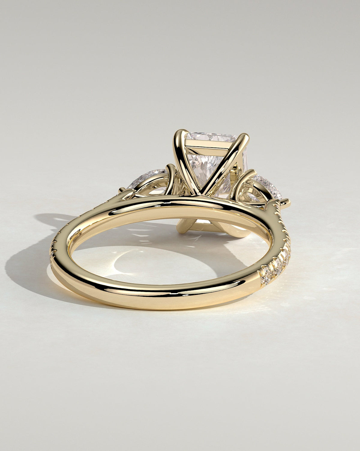 Radiant Pave and Three Stones Lab Grown Diamond Engagement Ring
