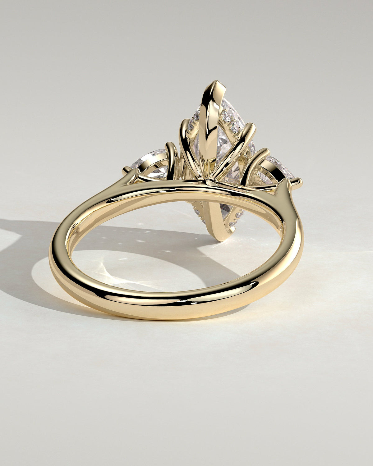 Marquise Three Stones & Hidden Halo Lab Grown Diamond Engagement Ring