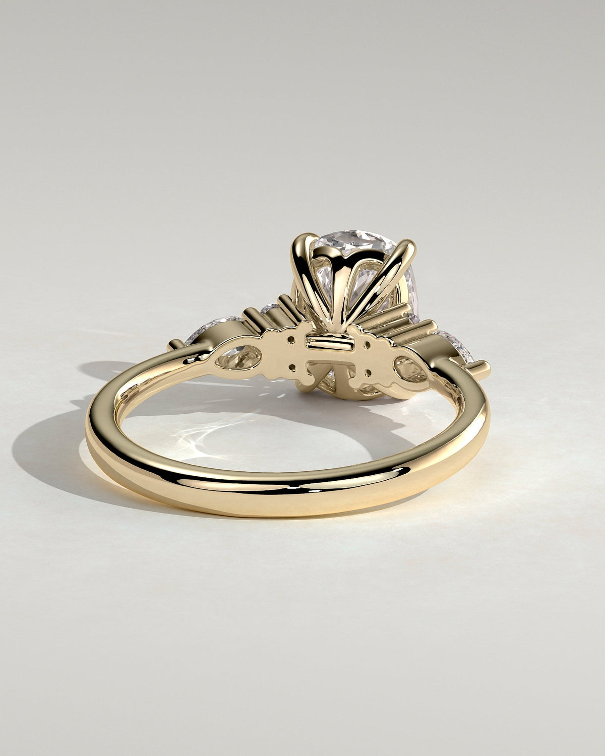 Elongated Cushion Cluster Lab Grown Diamond Engagement Ring