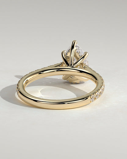 Pear Hidden Halo and Pave Lab Grown Diamond Engagement Ring